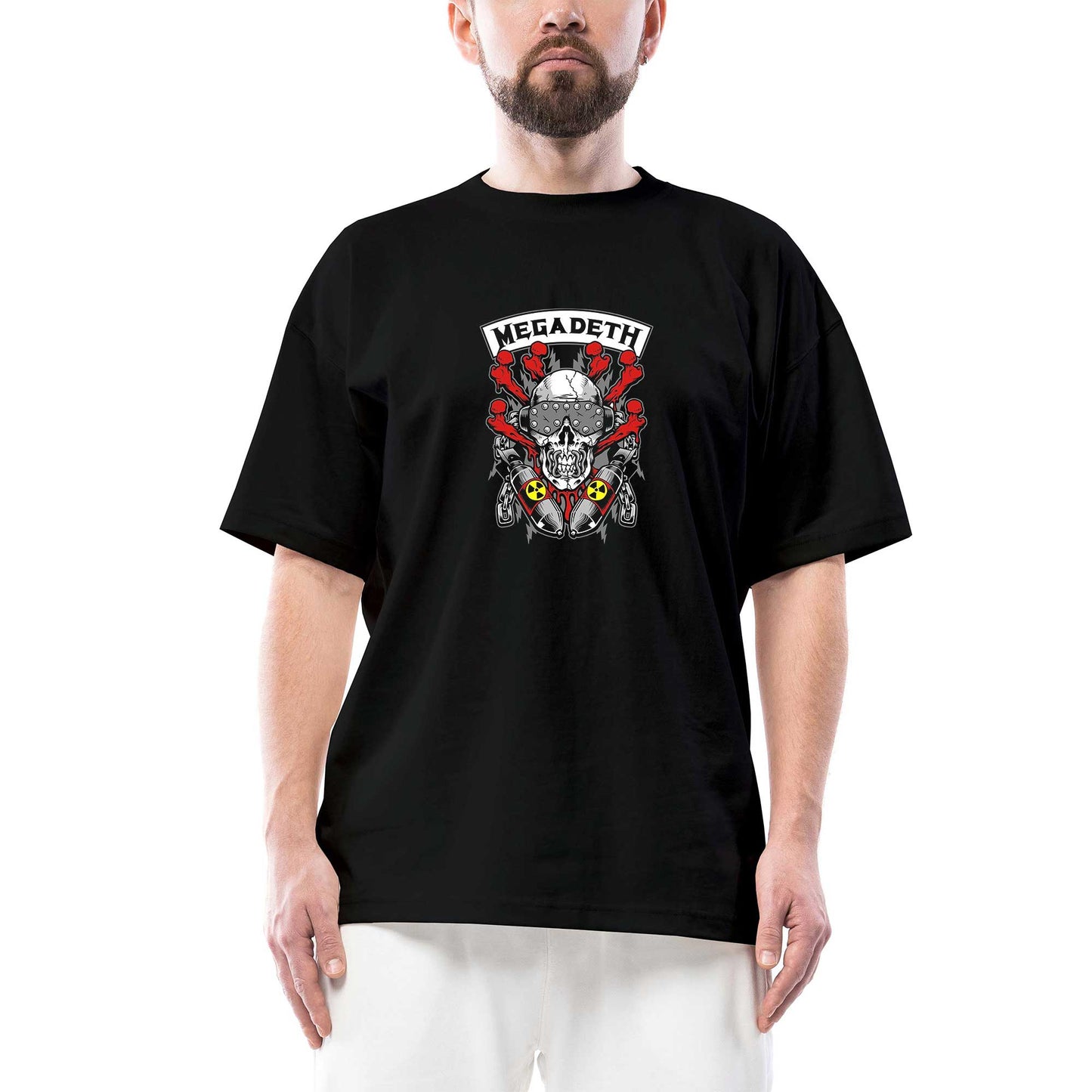 Megadeth Skull and Chemical Bomb Oversize Siyah Tişört