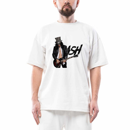 Slash Siluet Logo Oversize Beyaz Tişört