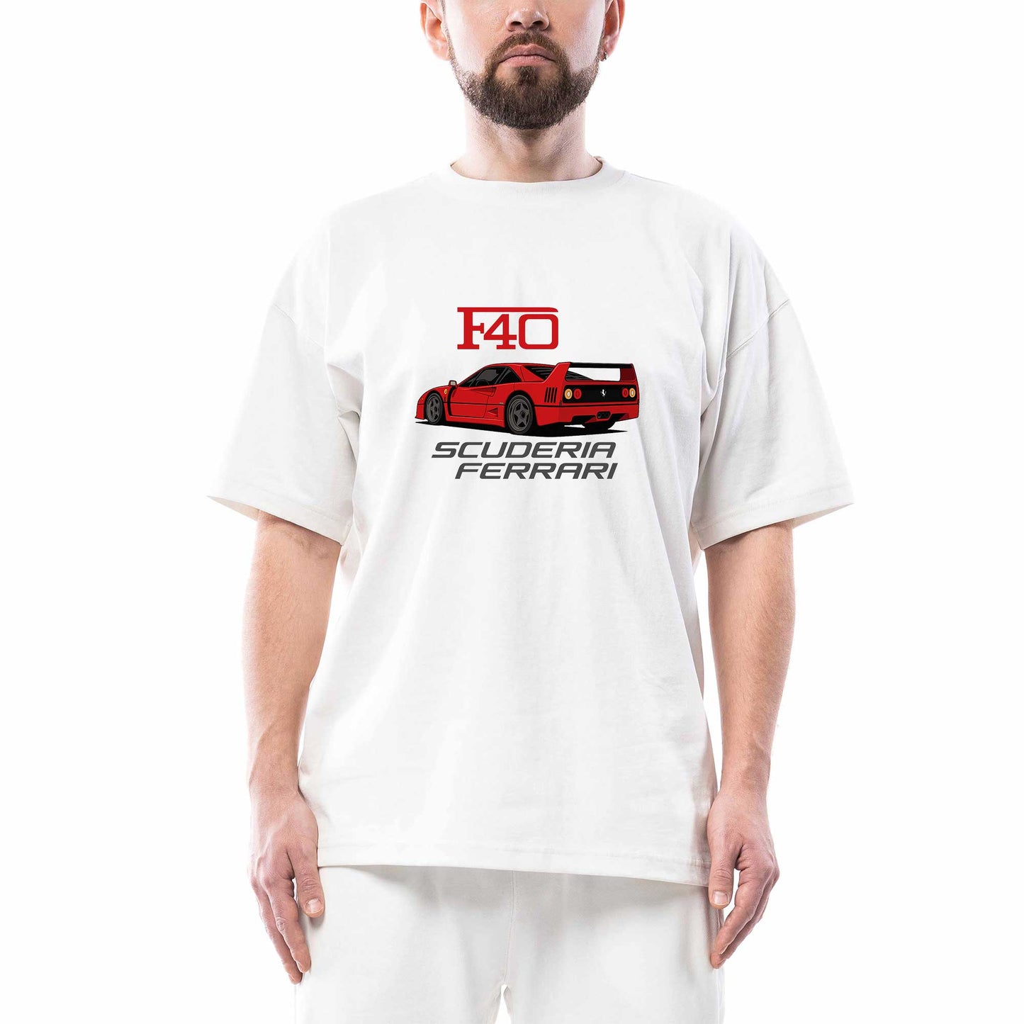 Ferrari F40 Oversize Beyaz Tişört