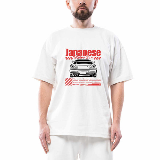 Japanese GTR Oversize Beyaz Tişört