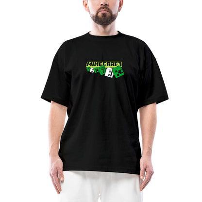 Minecraft Skeleton And Creeper Oversize Siyah Tişört