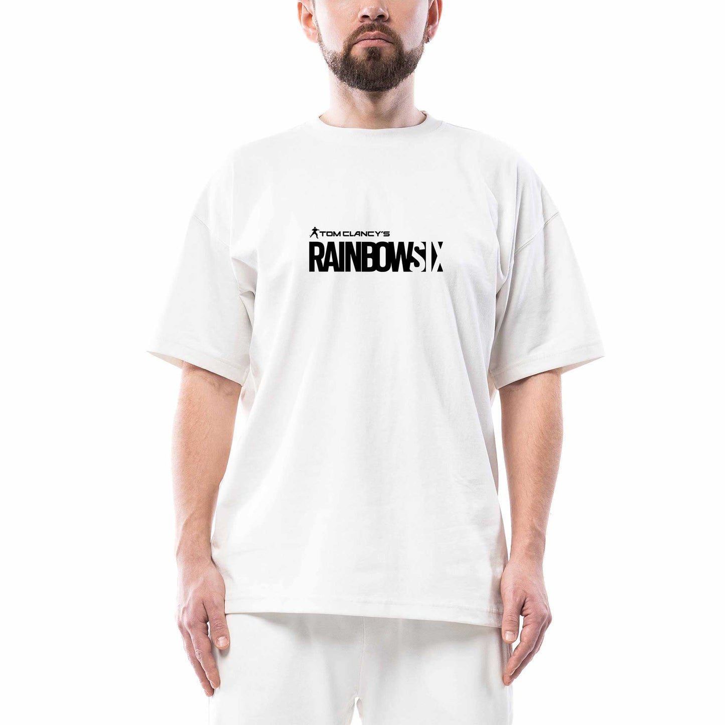 Rainbow Six Logo Oversize Beyaz Tişört
