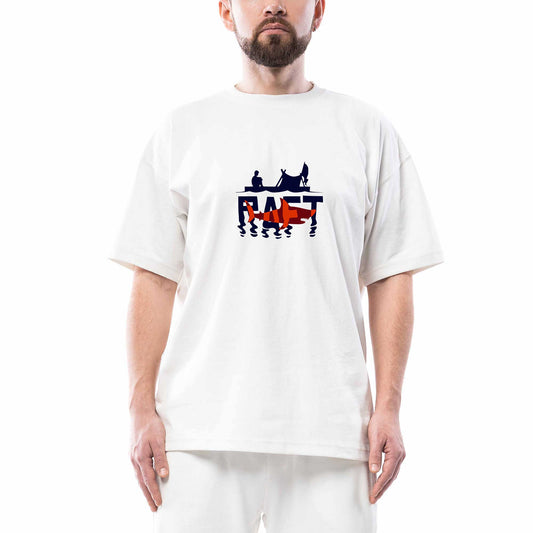Raft Logo Shark Oversize Beyaz Tişört