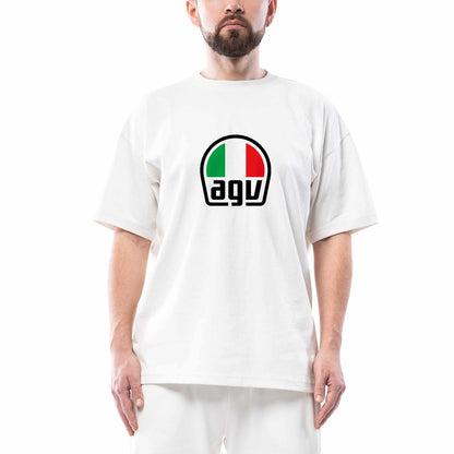 Agv Logo Oversize Beyaz Tişört