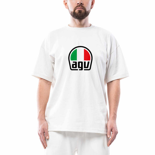 Agv Logo Oversize Beyaz Tişört