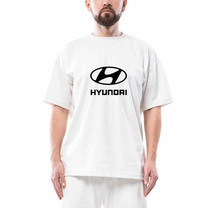 Hyundai  Black Logo Oversize Beyaz Tişört