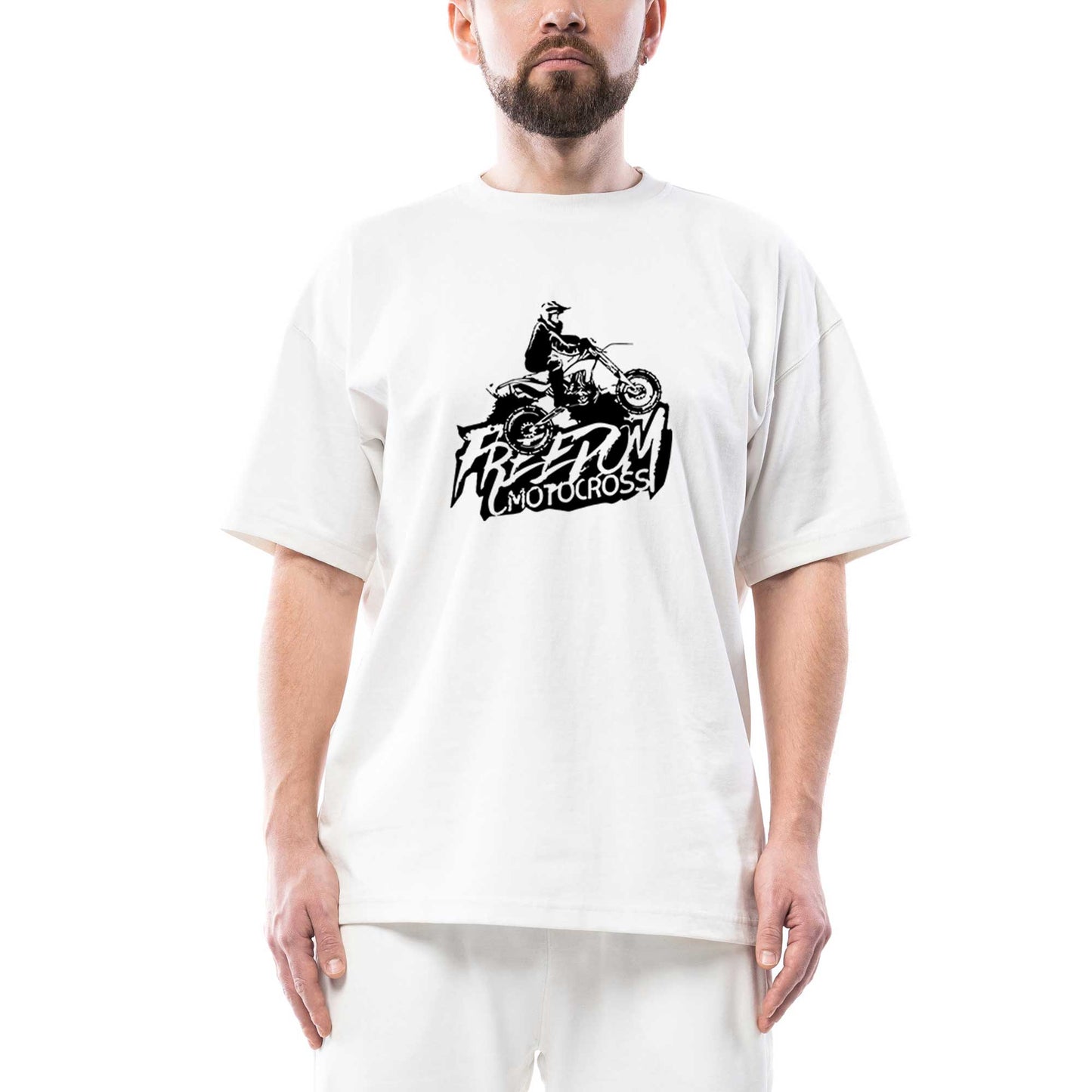 Freedom Motocross Oversize Beyaz Tişört