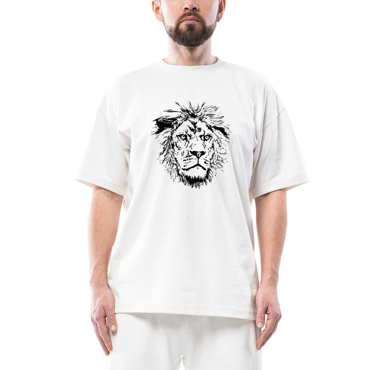 Leon Sketch Oversize Beyaz Tişört