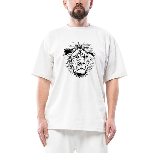 Leon Sketch Oversize Beyaz Tişört
