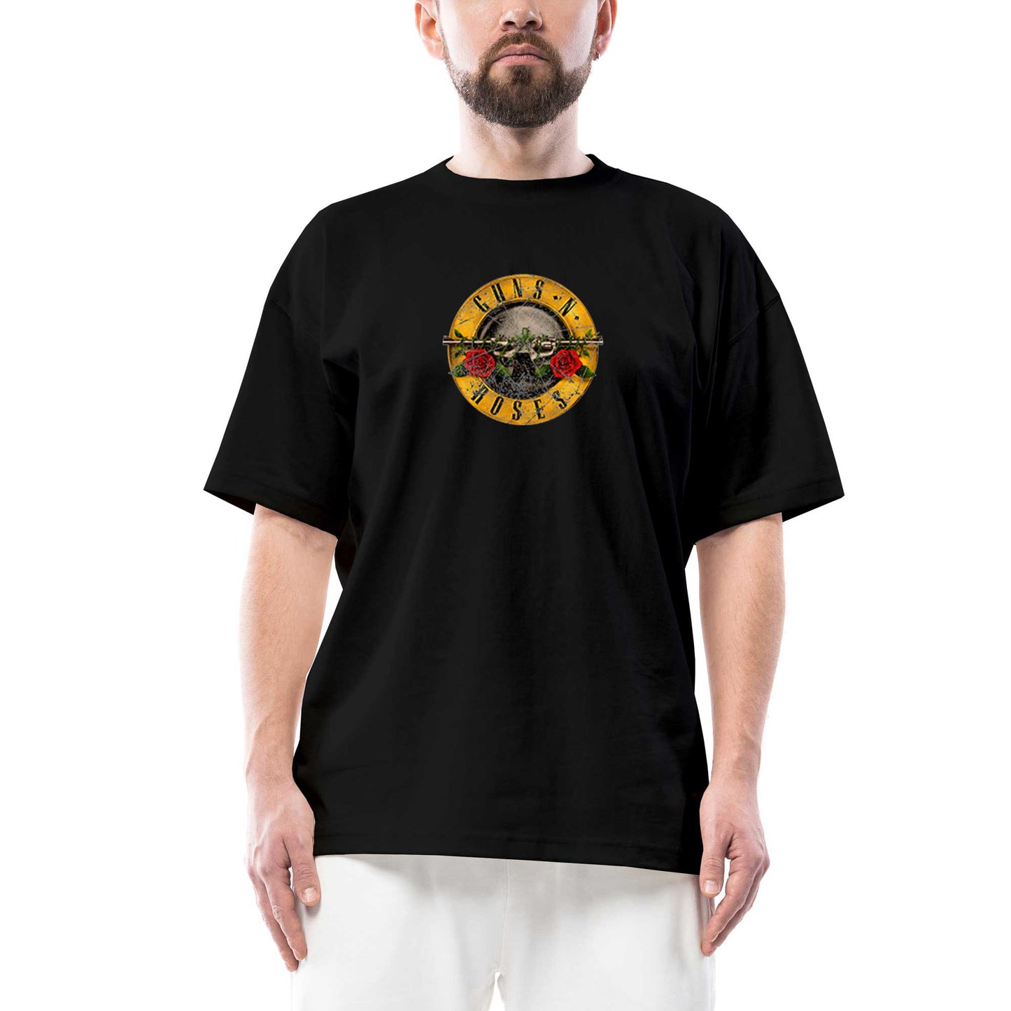Guns N Roses Damaged Oversize Siyah Tişört