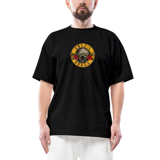 Guns N Roses Damaged Oversize Siyah Tişört