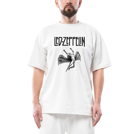 Led Zeppelin Lcarus Oversize Beyaz Tişört