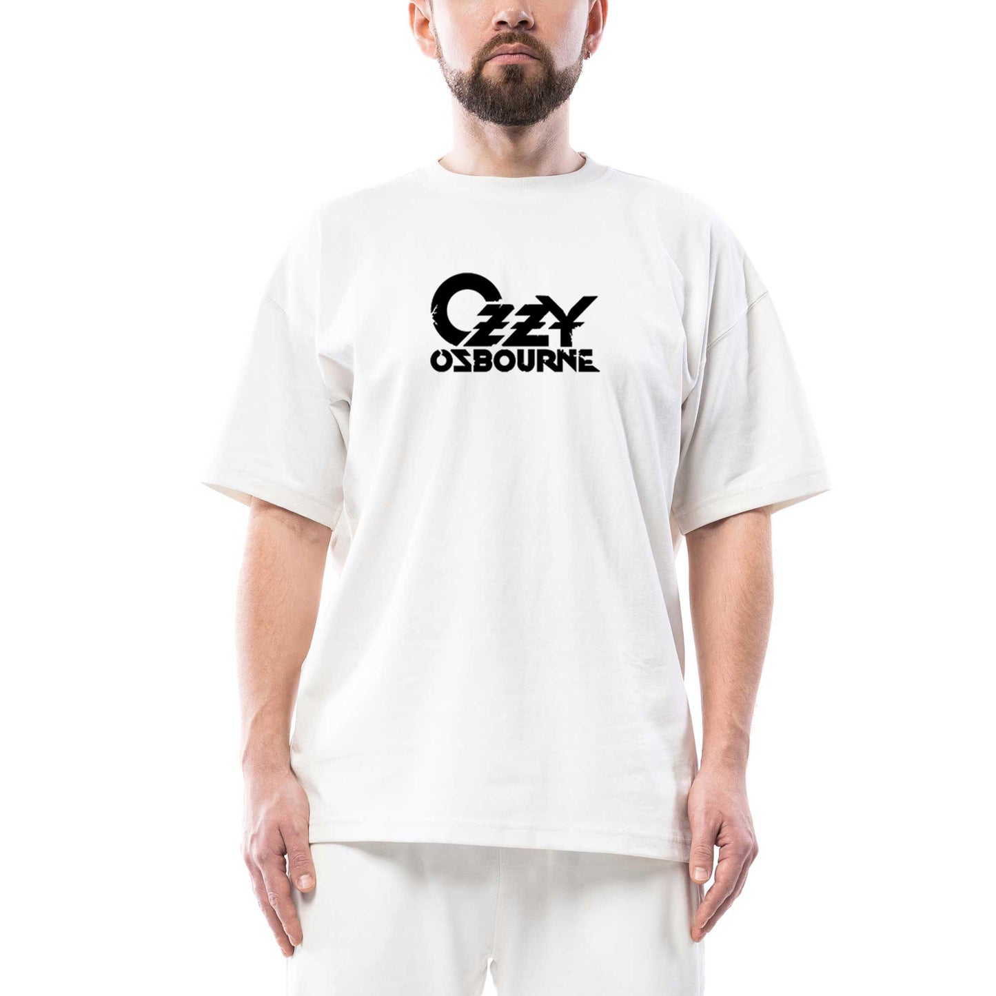 Ozzy Osbourne Logo Oversize Beyaz Tişört