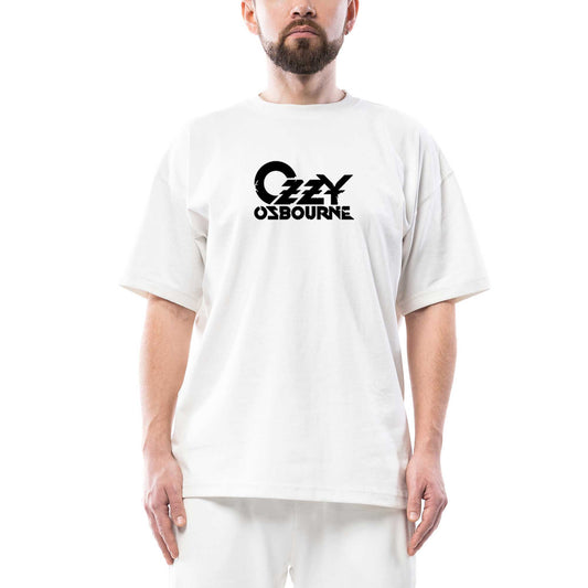 Ozzy Osbourne Logo Oversize Beyaz Tişört