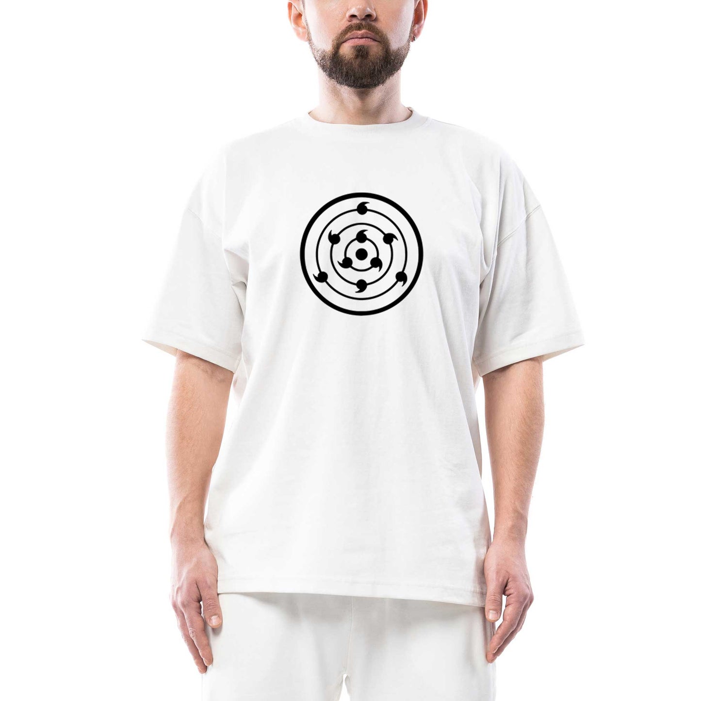 Rinne Sharingan Oversize Beyaz Tişört