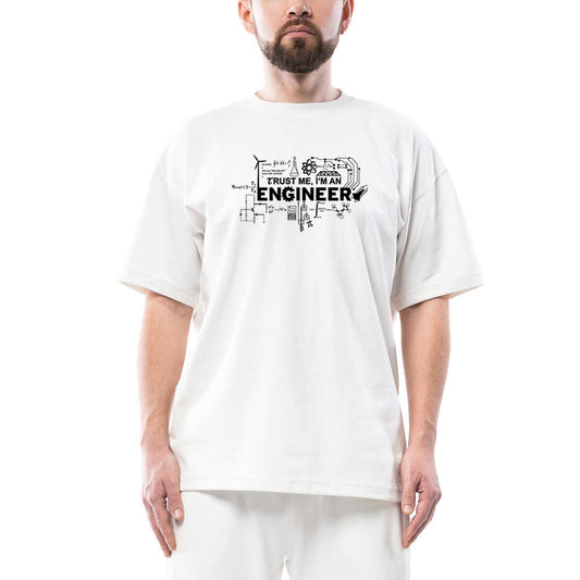 Mühendis Trust Me Oversize Beyaz Tişört