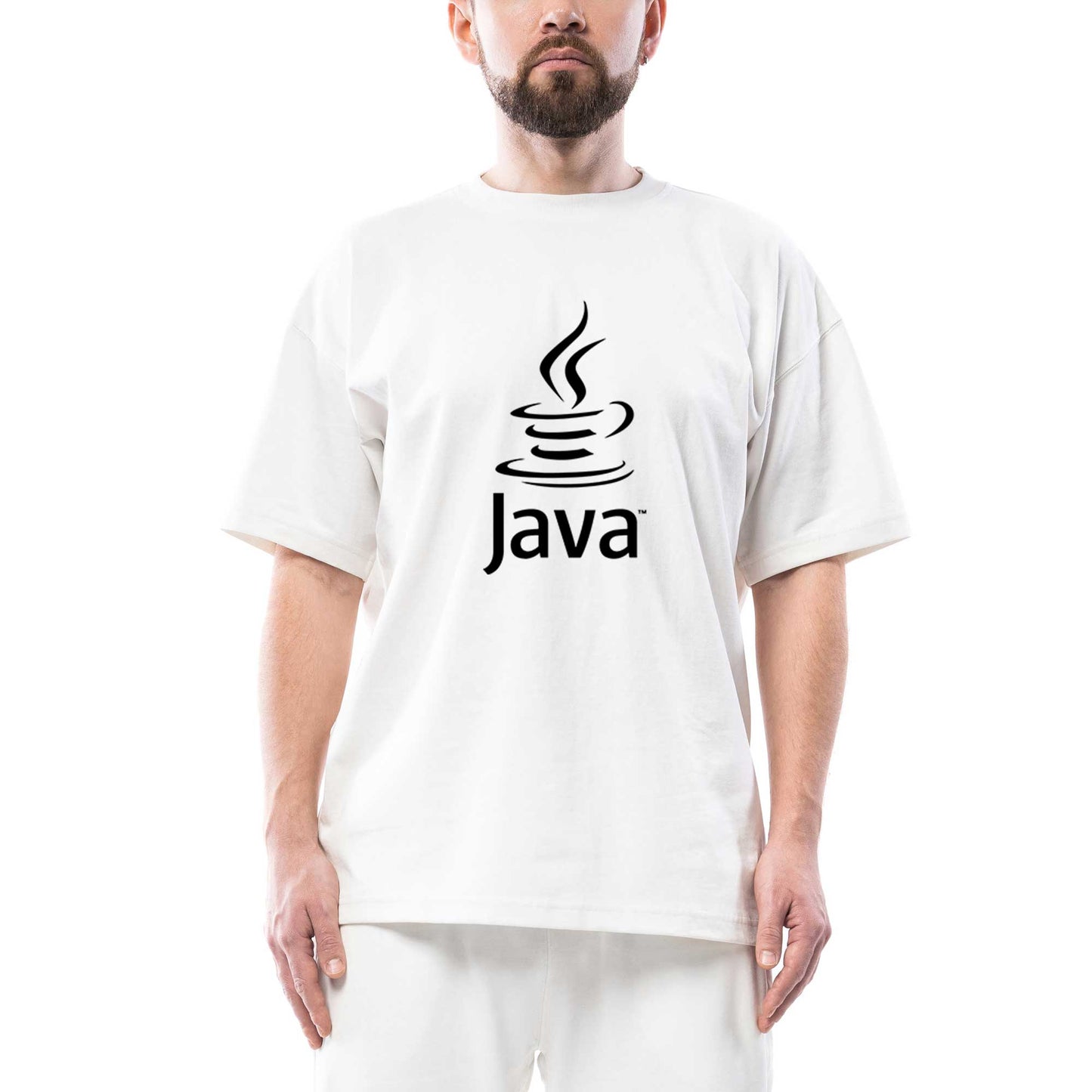 Java Logo Oversize Beyaz Tişört