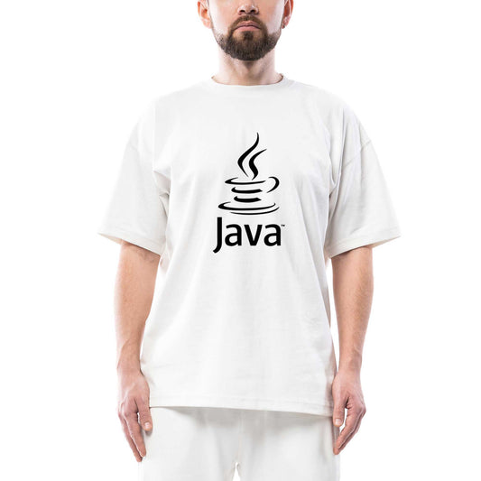 Java Logo Oversize Beyaz Tişört