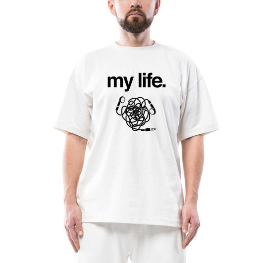 My Life Oversize Beyaz Tişört