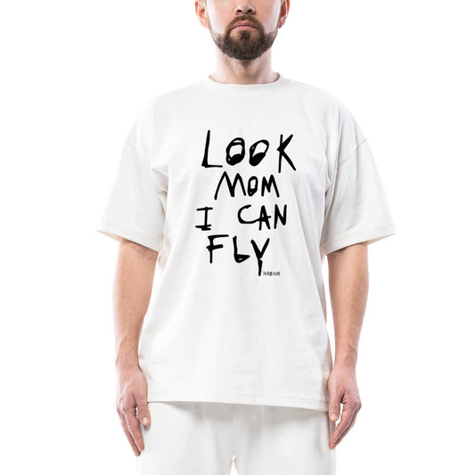 Travis Scott Look Mom I Can Fly Oversize Beyaz Tişört