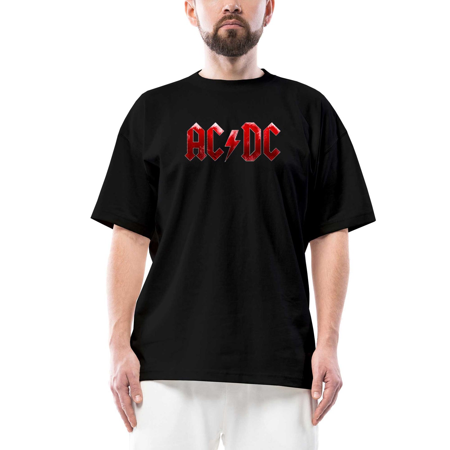 AC DC Distort Oversize Siyah Tişört