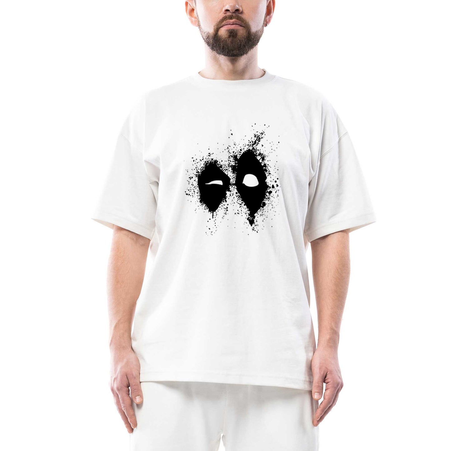 Deadpool Splat Oversize Beyaz Tişört