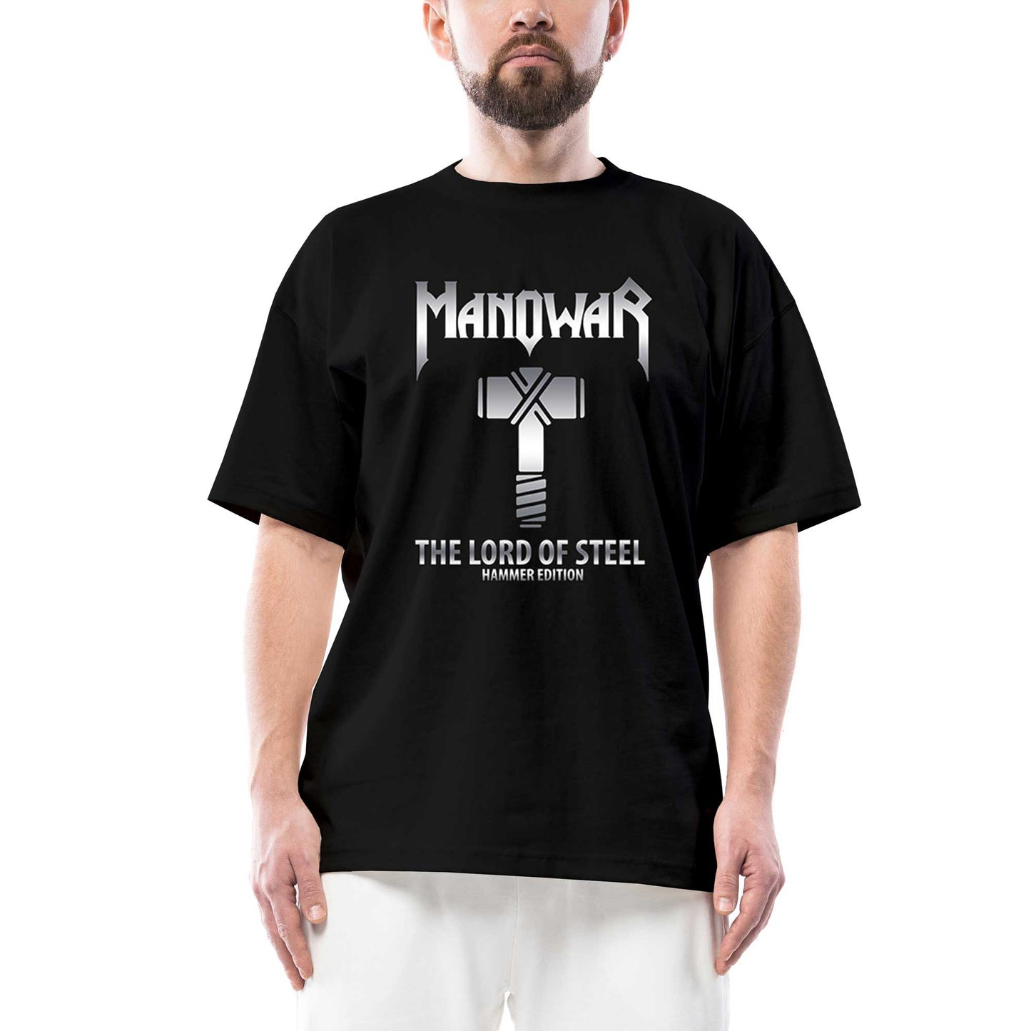 Manowar The Lord of Steel Oversize Siyah Tişört