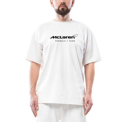 F1 McLaren Racing Logo Oversize Beyaz Tişört