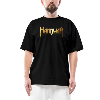 Manowar Gold Oversize Siyah Tişört