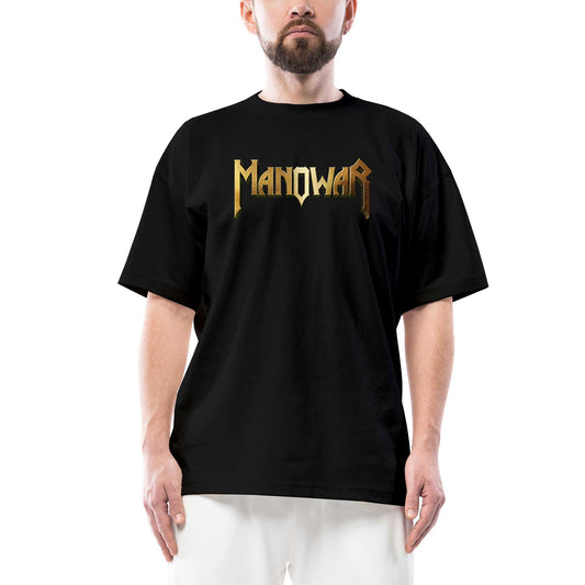 Manowar Gold Oversize Siyah Tişört