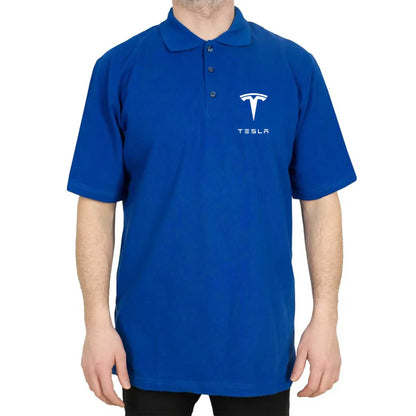 Tesla Logo Polo Yaka Renkli Tişört