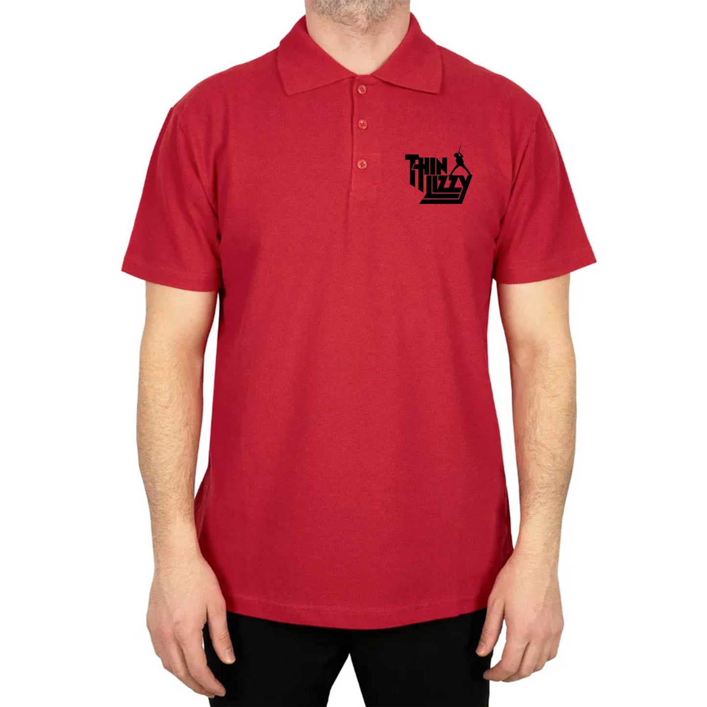 Thin Lizzy Text Polo Yaka Renkli Tişört
