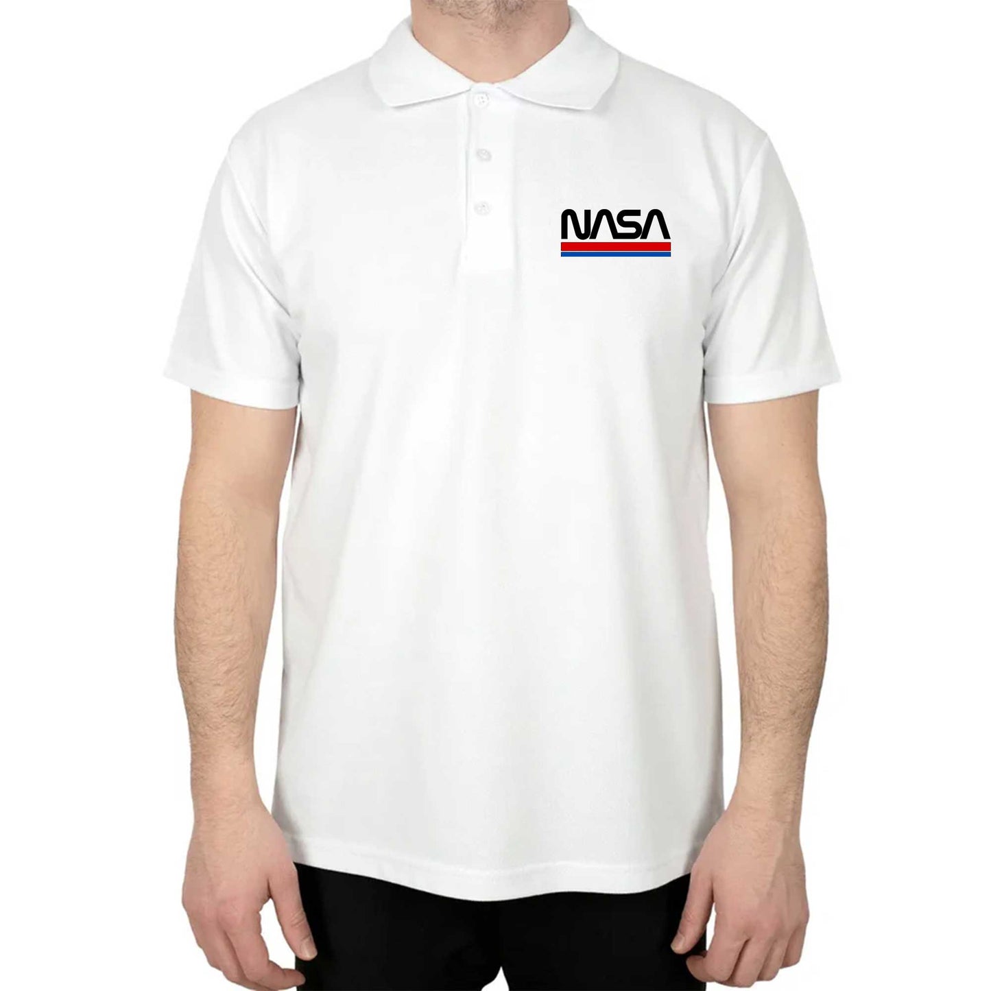 Nasa Red Blue Polo Yaka Renkli Tişört