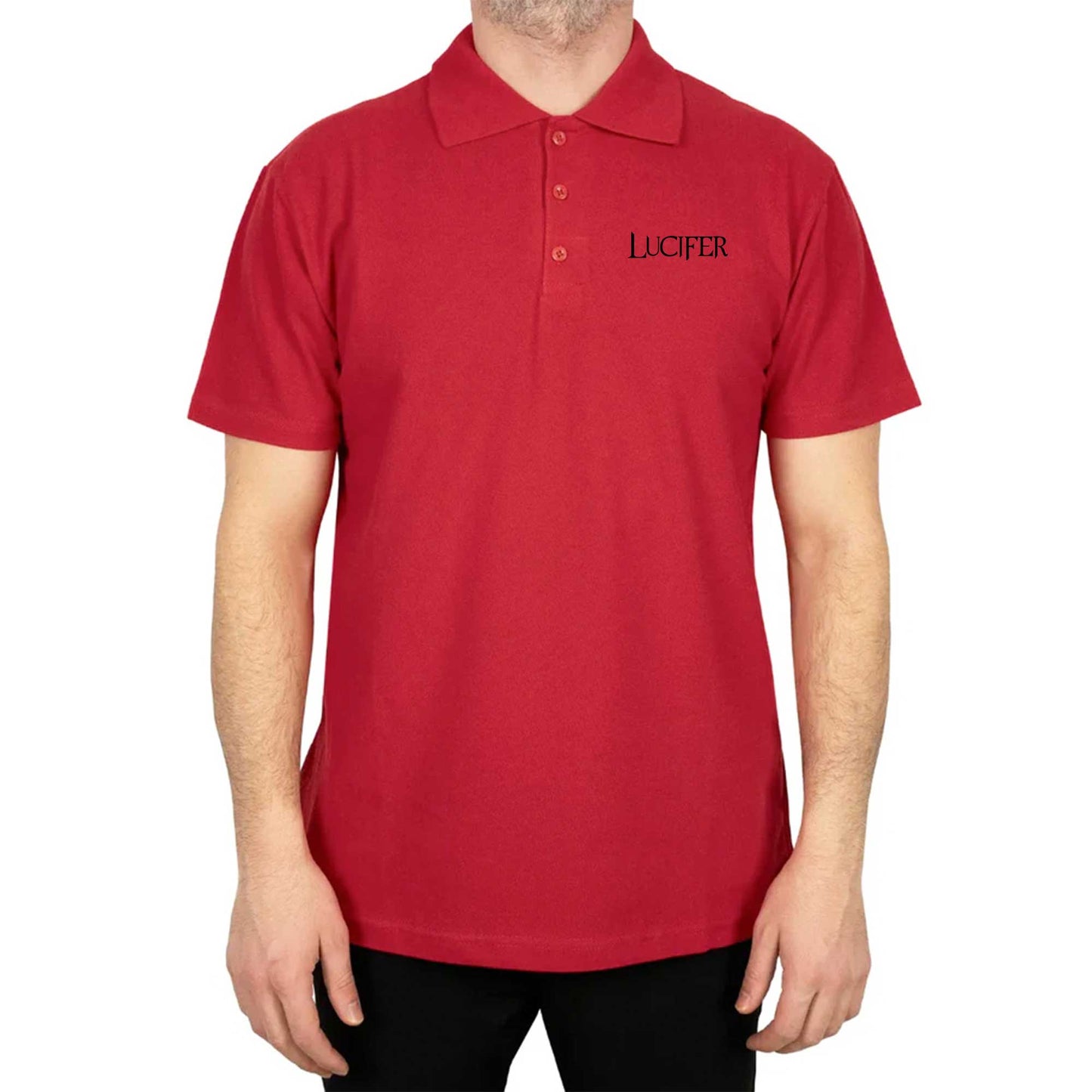 Lucifer Text Polo Yaka Renkli Tişört