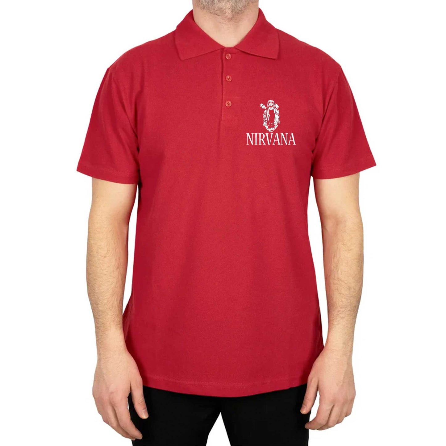 Niravana White Body Polo Yaka Renkli Tişört