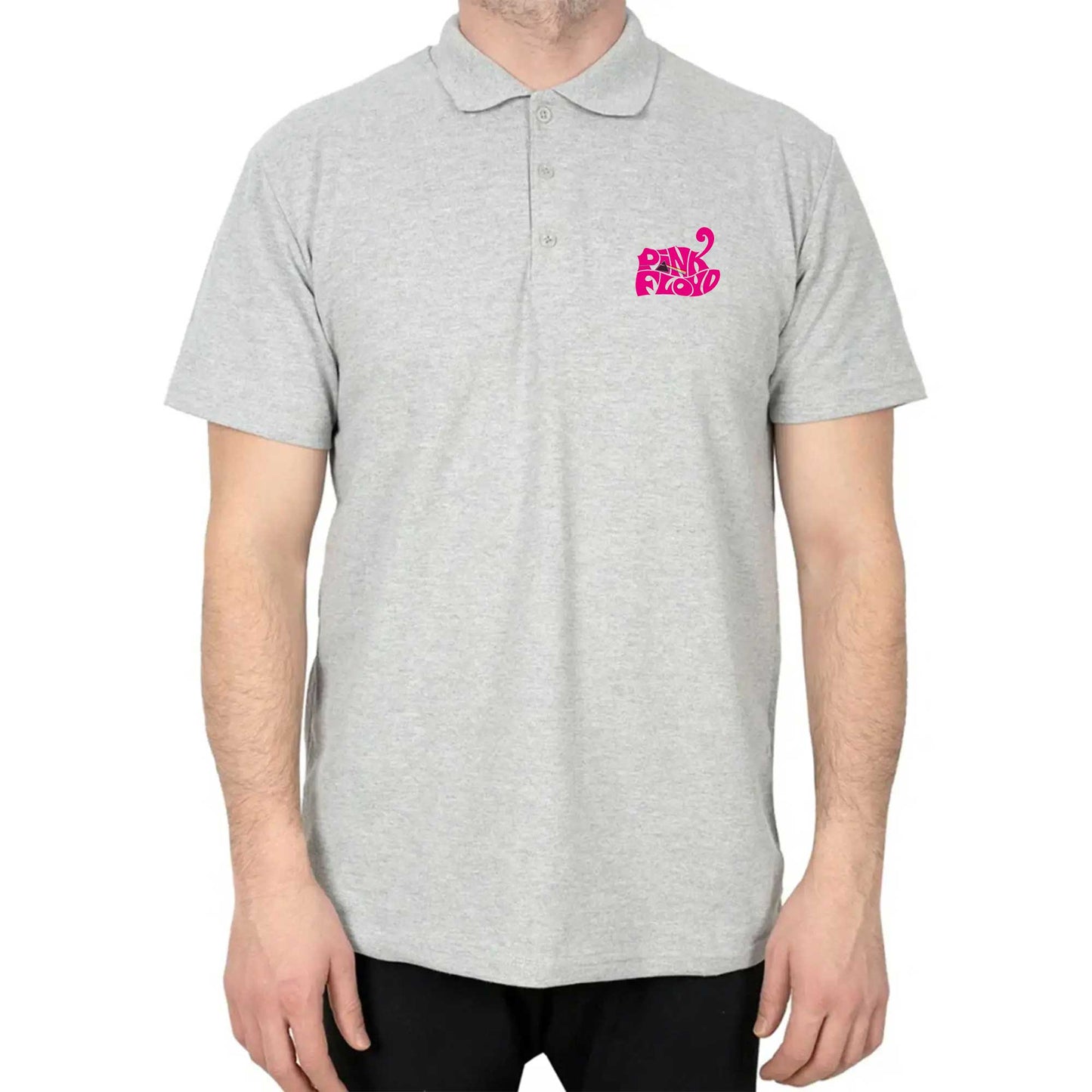 Pink Floyd Black Text Polo Yaka Renkli Tişört
