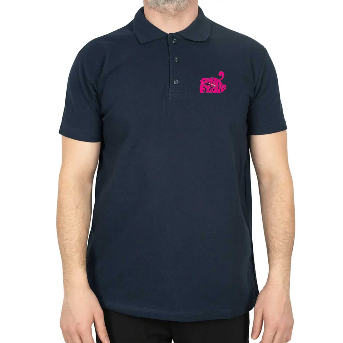 Pink Floyd Black Text Polo Yaka Renkli Tişört