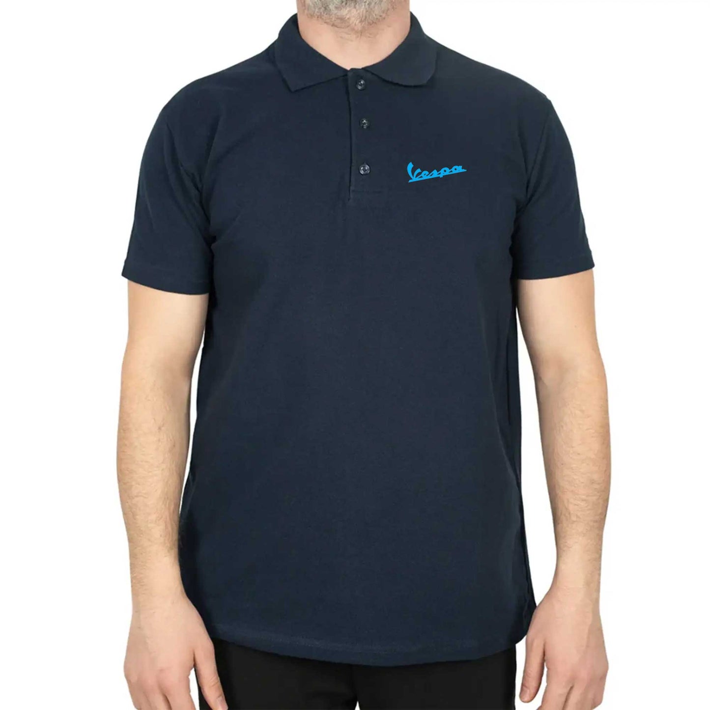 Vespa Text Blue Polo Yaka Renkli Tişört