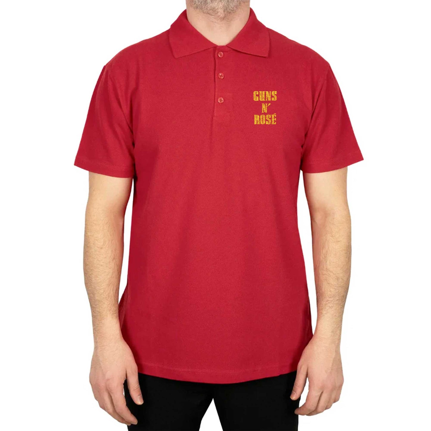 Guns N Rose Text Yellow Polo Yaka Renkli Tişört