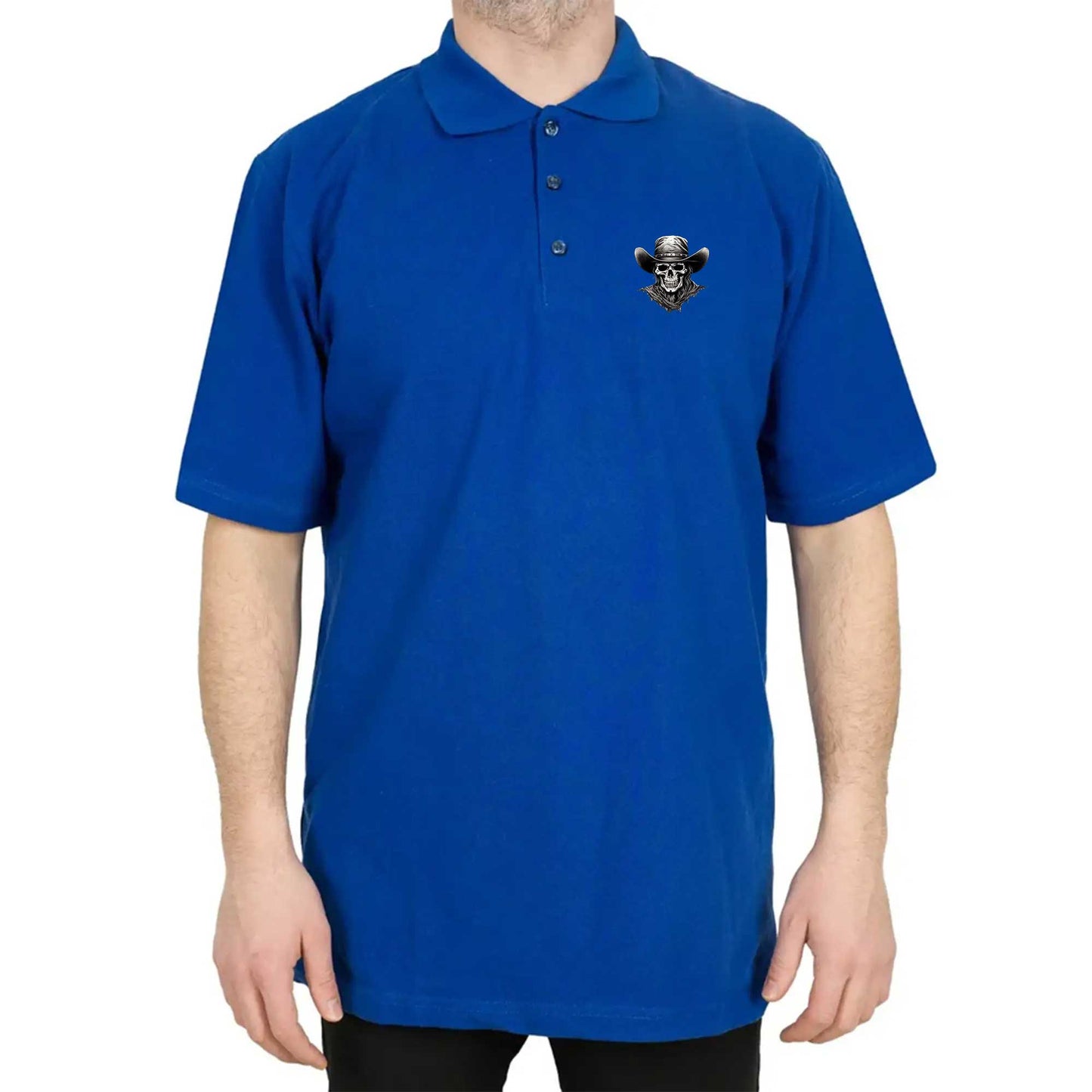 Kovboy Skull Polo Yaka Renkli Tişört