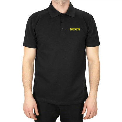 Ferrari Gold Text Polo Yaka Renkli Tişört