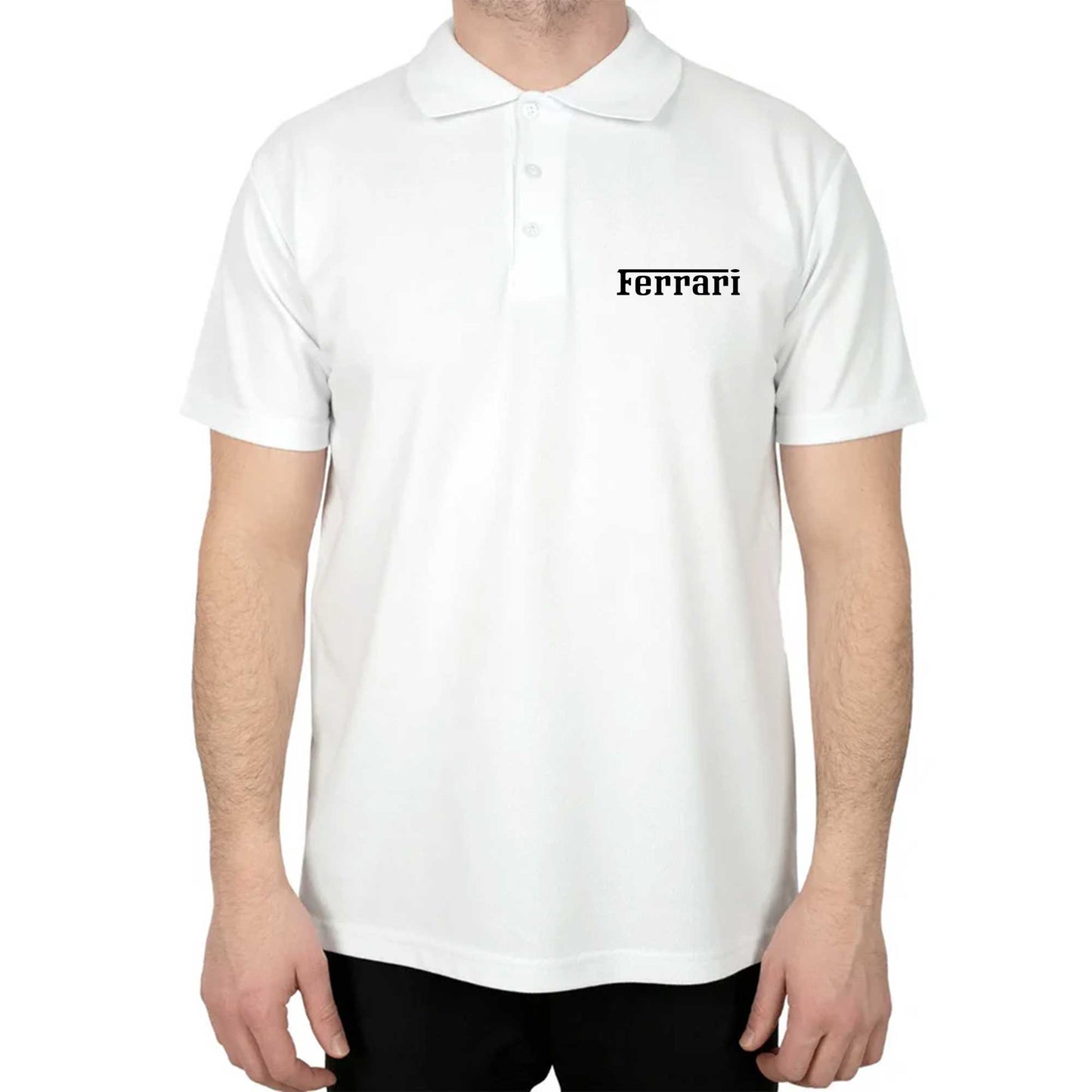 Ferrari Text Black Polo Yaka Renkli Tişört
