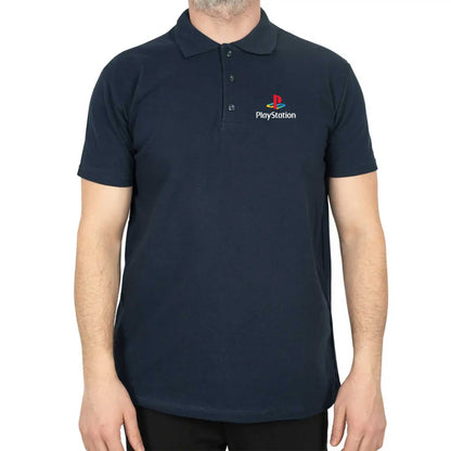 Playstation Logo White Polo Yaka Renkli Tişört