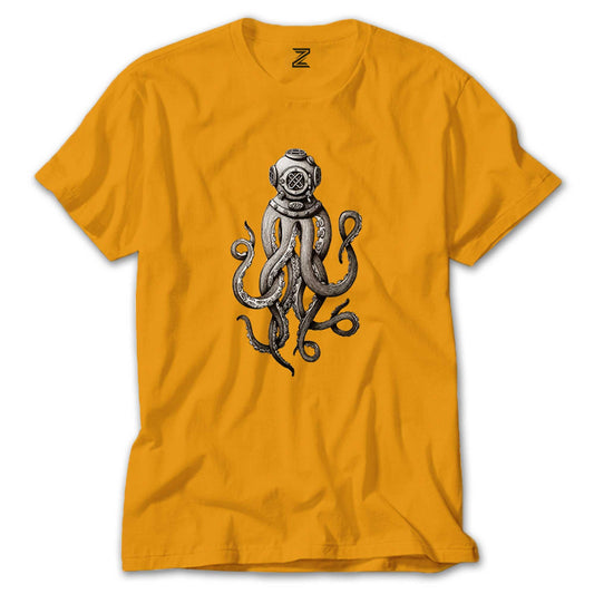Diver Octopus Renkli Tişört