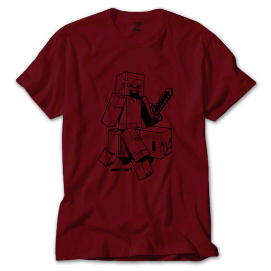 Minecraft Sketcky Steve Renkli Tişört