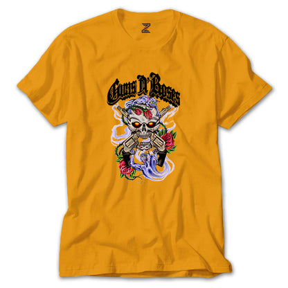 Guns N Roses Skull and Gun Renkli Tişört