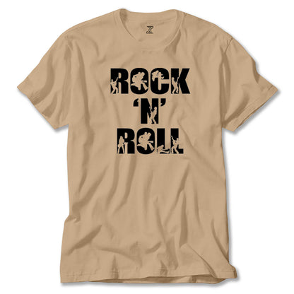 Black Rock 'N' Roll Text Renkli Tişört