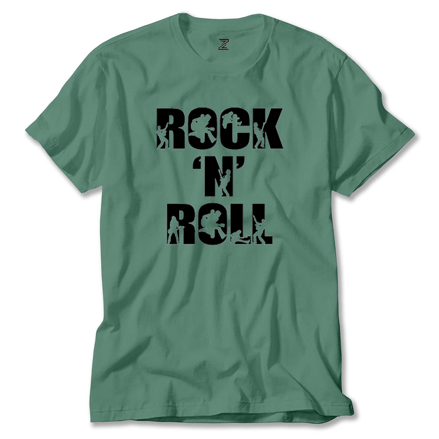 Black Rock 'N' Roll Text Renkli Tişört