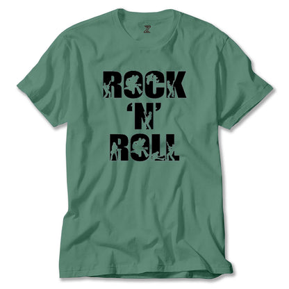 Black Rock 'N' Roll Text Renkli Tişört