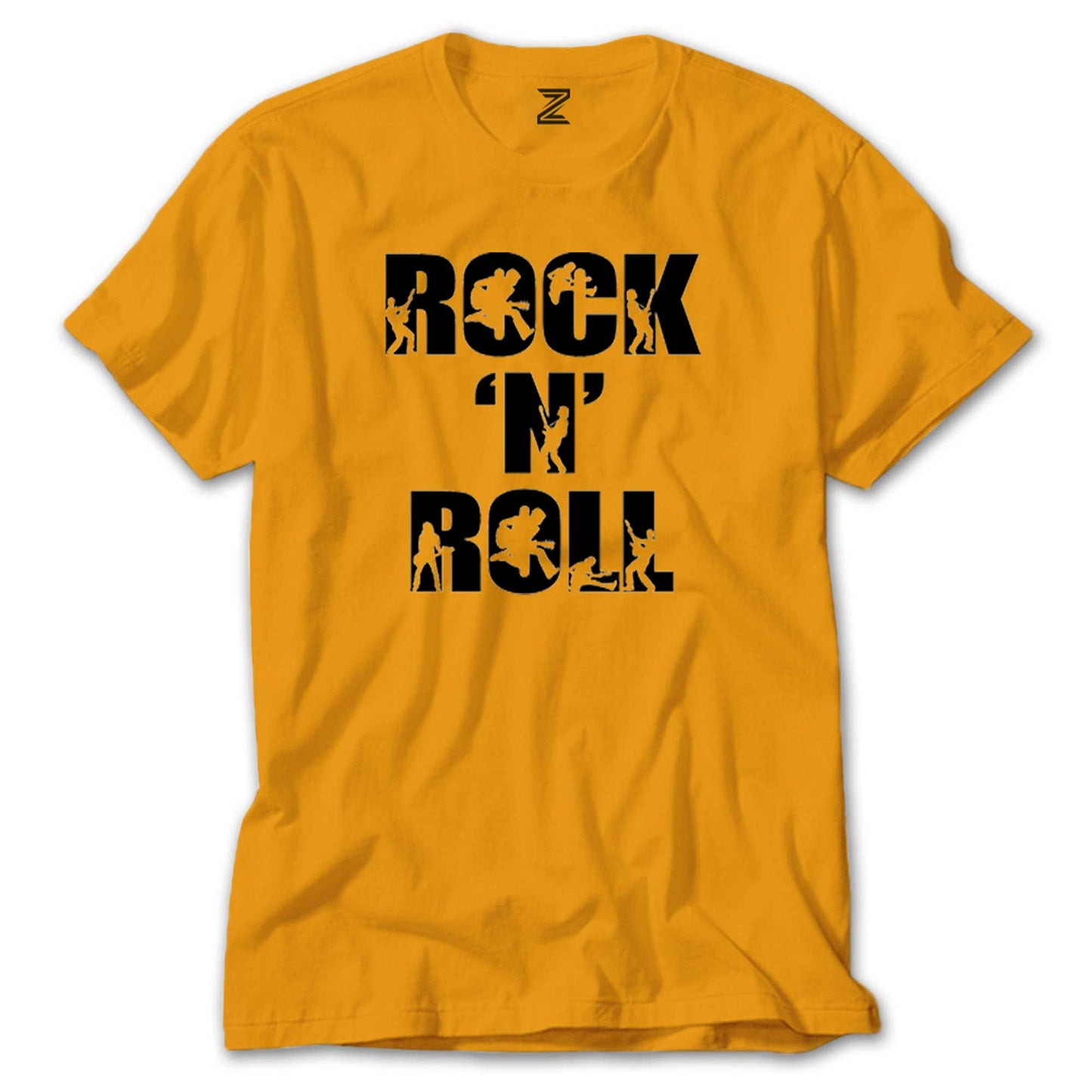 Black Rock 'N' Roll Text Renkli Tişört